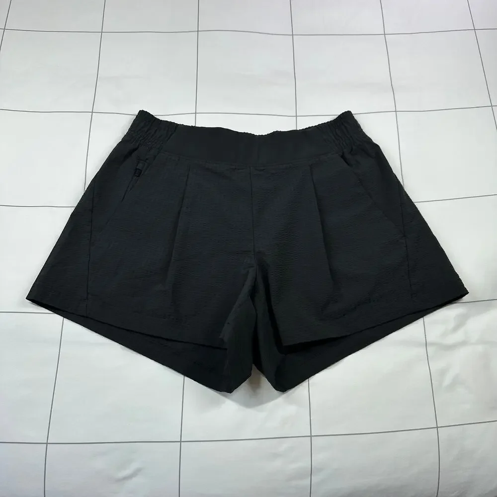 Athleta Shorts Womens 4 Black Textured Brooklyn Nylon Stretch Casual Athletic